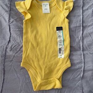 Okie Dokie Sunny Yellow Ruffle Sleeve Bodysuit